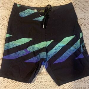 Volcom Black and Blue Men's Swim Board Shorts